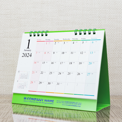 オリジナル卓上カレンダー WリングB6-A 緑台紙