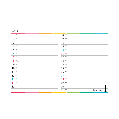 オリジナル卓上カレンダー WリングB6-A ピンク台紙