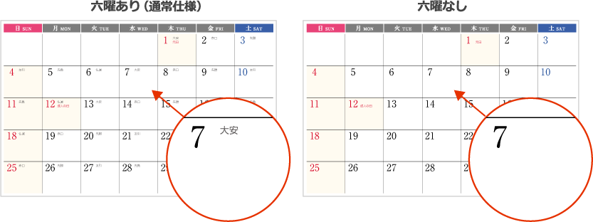 六曜の有無選択(ケースタイプ)