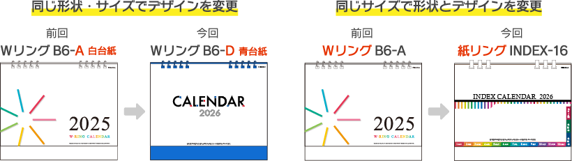 前回と全く同じカレンダーを注文する場合のご注文例
