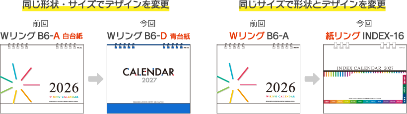 前回と全く同じカレンダーを注文する場合のご注文例
