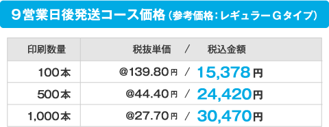 レギュラーGタイプ参考価格