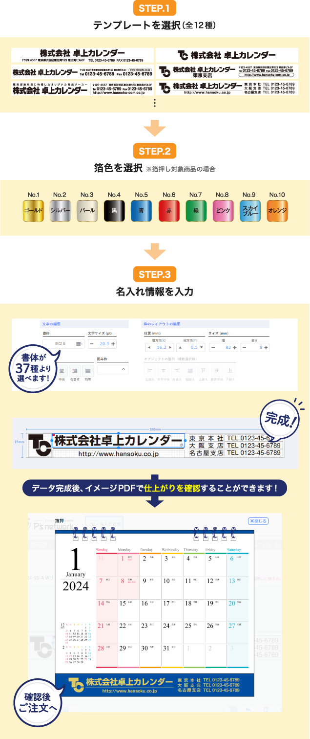 名入れメーカーご利用STEP