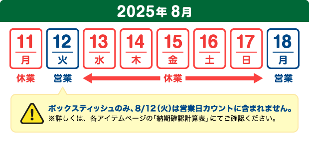 休業期間スケジュール