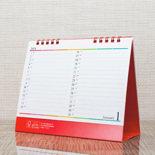 オリジナル卓上カレンダー WリングB6-A 赤台紙